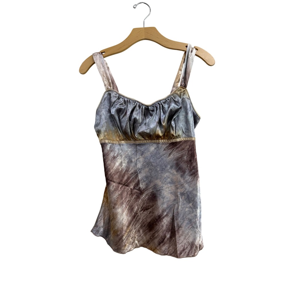 A. Byer Y2K Metallic Tie Dye Empire Waist Camisole Top Silver Gold Mauve Medium